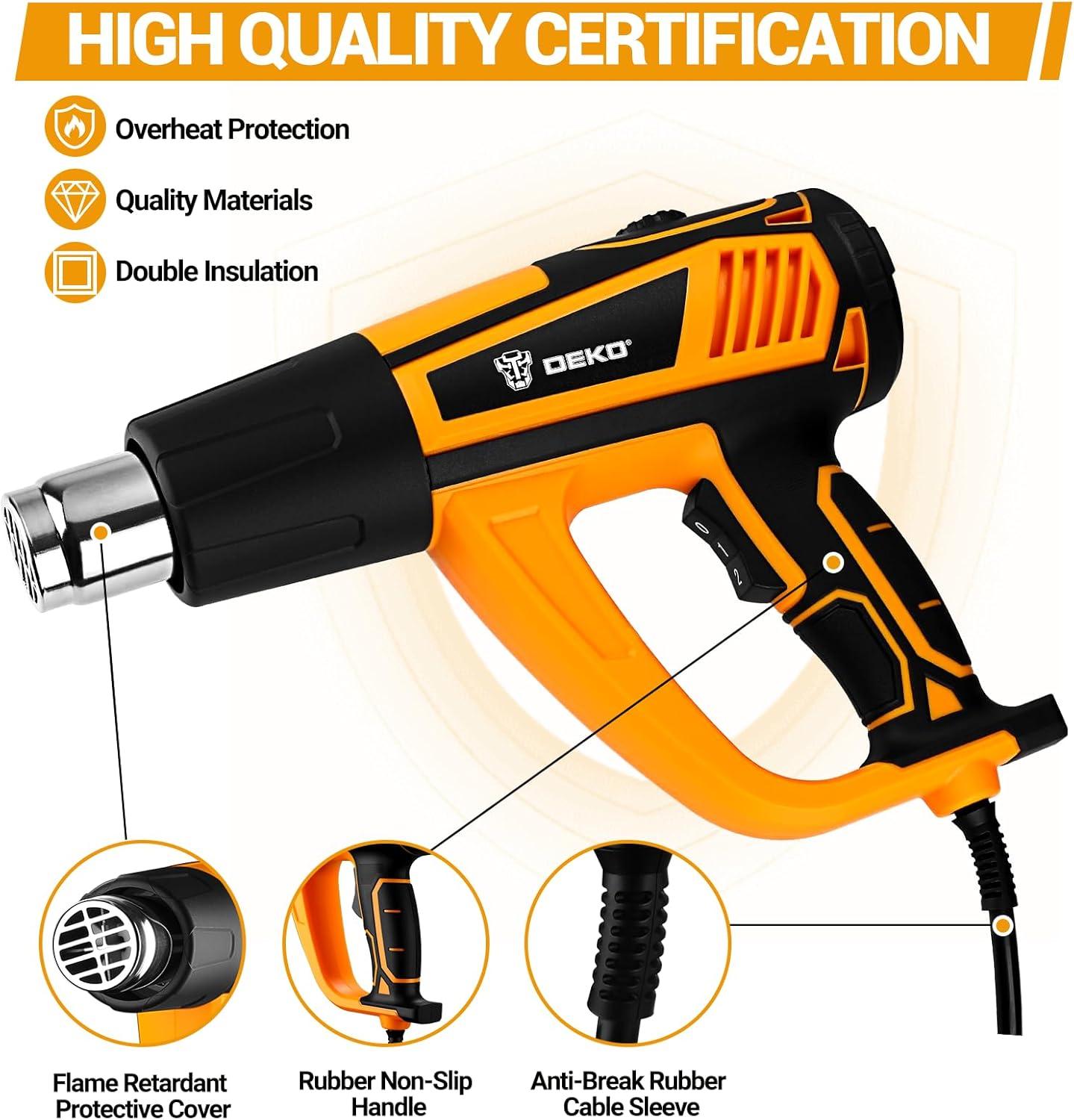Heat Gun Hot Air Gun: DEKOPRO 1800W Heat Guns with Variable Temperature ...